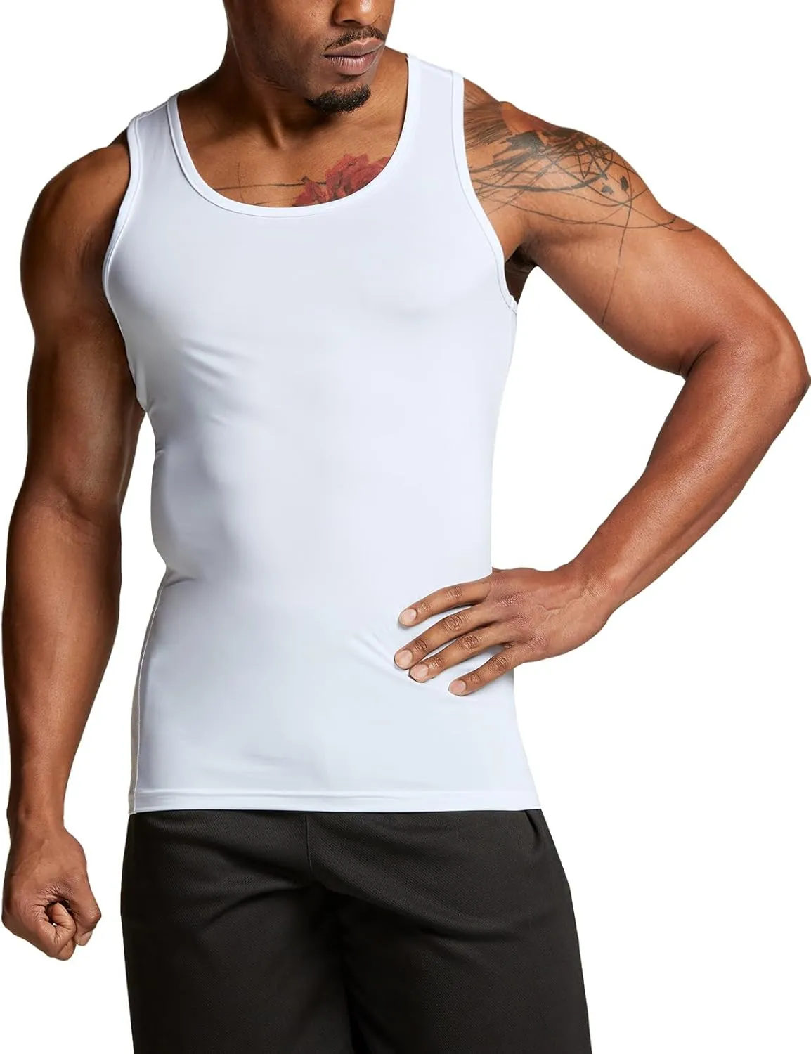 TSLA Men's Athletic Compression Sleeveless Tank Top, Cool Dry Sports Running Basketball Workout Base Layer