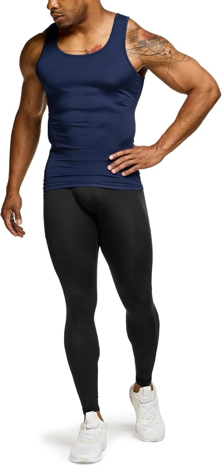 TSLA Men's Athletic Compression Sleeveless Tank Top, Cool Dry Sports Running Basketball Workout Base Layer
