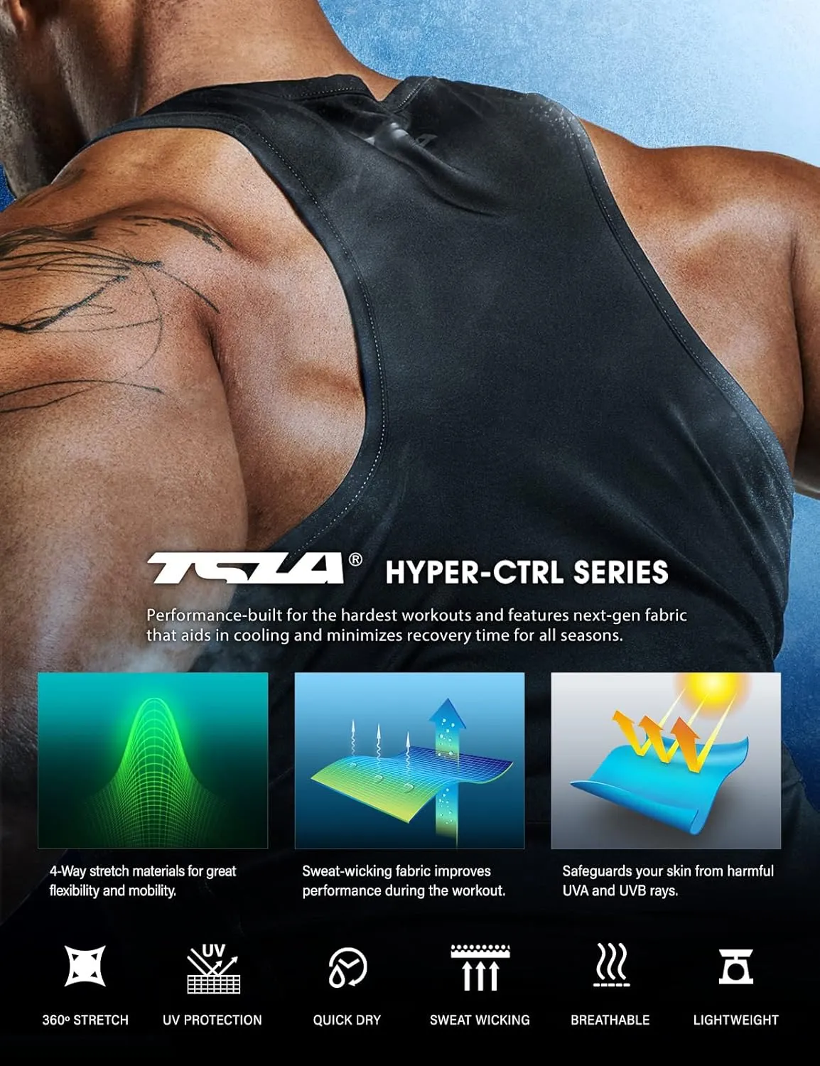 TSLA Men's Athletic Compression Sleeveless Tank Top, Cool Dry Sports Running Basketball Workout Base Layer