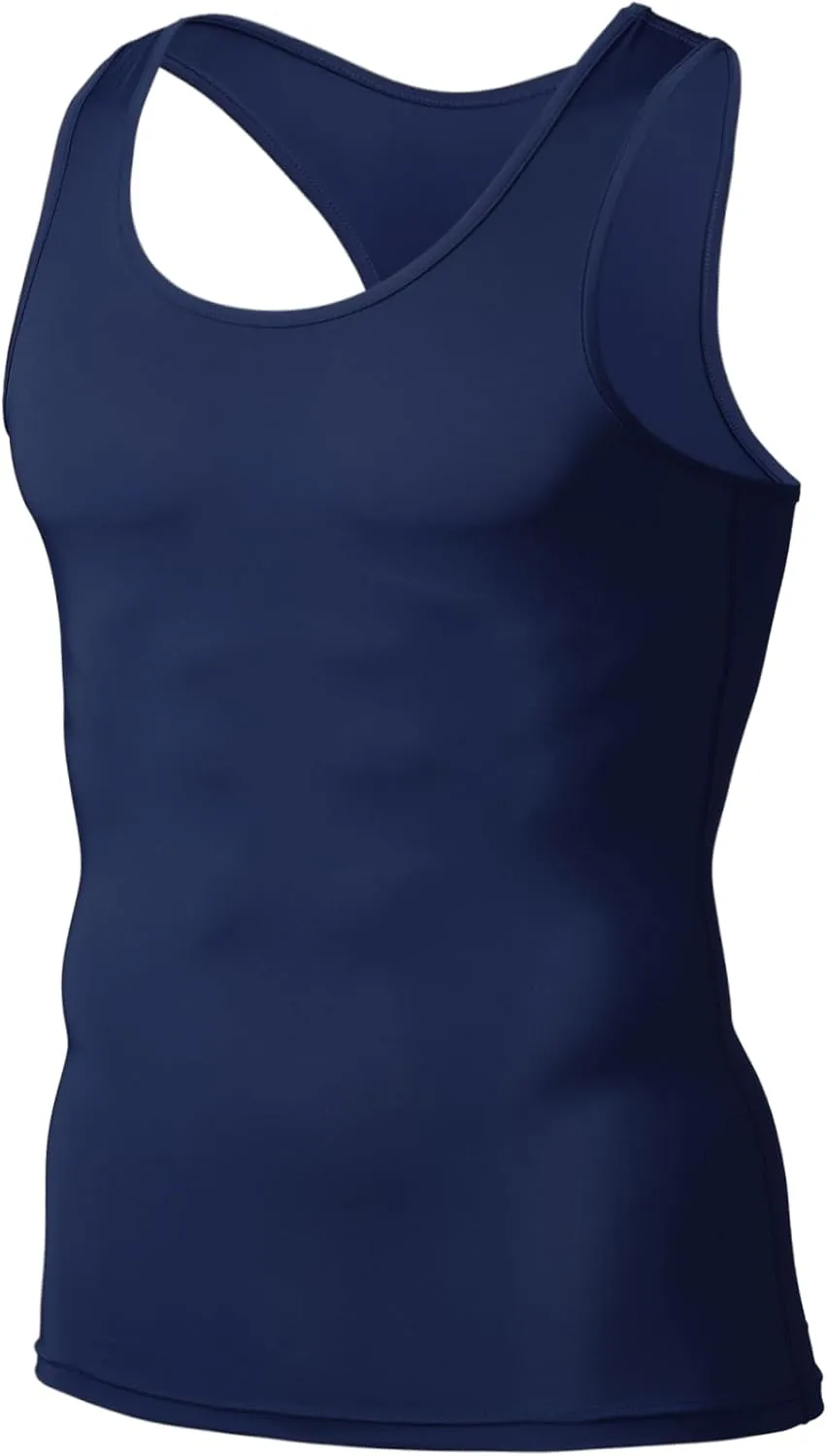 TSLA Men's Athletic Compression Sleeveless Tank Top, Cool Dry Sports Running Basketball Workout Base Layer