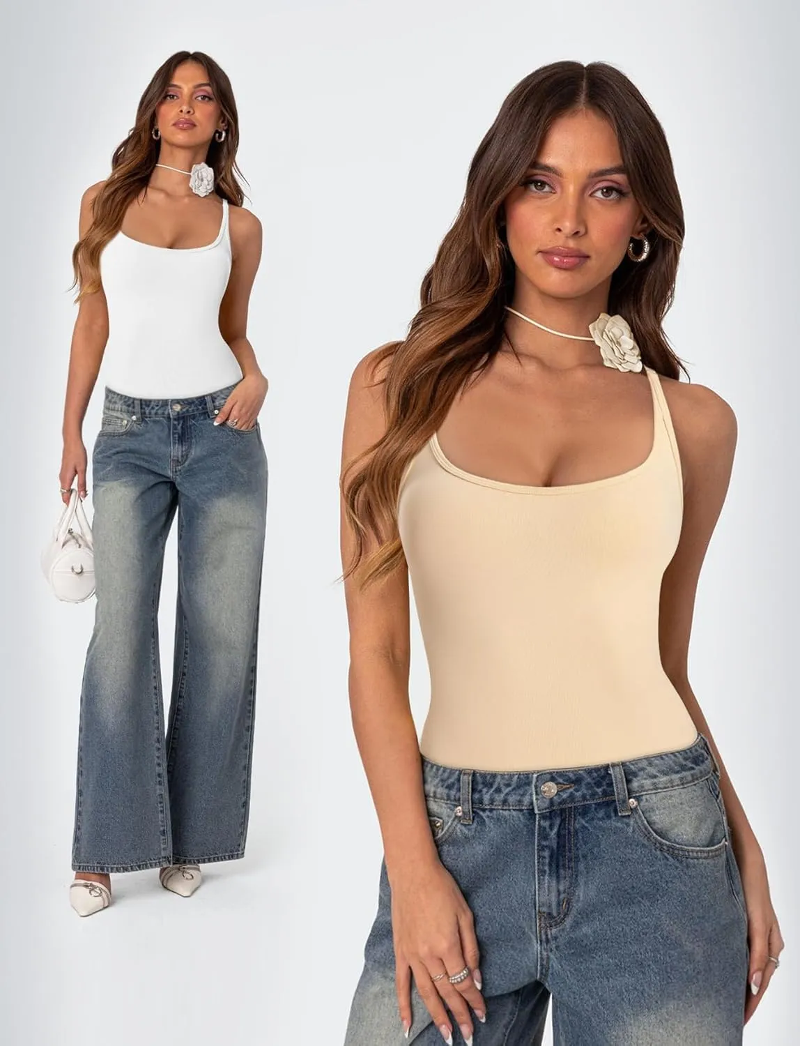 Tummy Control Shapewear Tank Tops for Women seamless Body Shaper Scoop Neck Compression Camisole Top