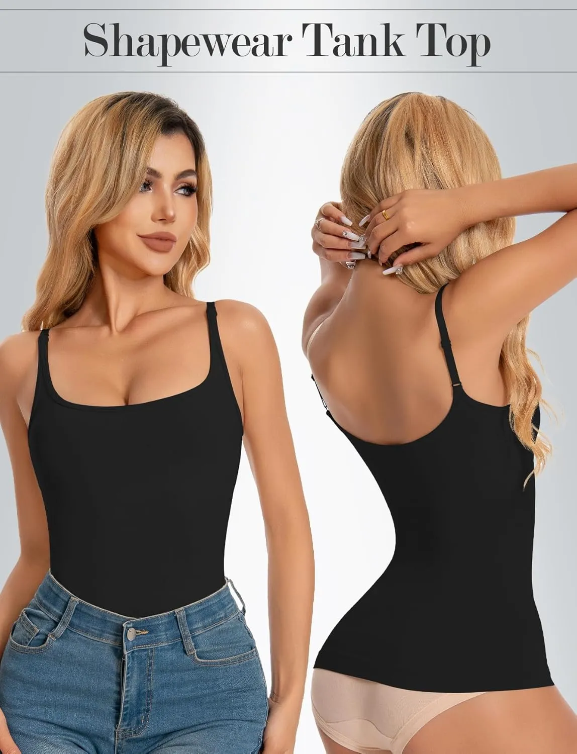 Tummy Control Shapewear Tank Tops for Women seamless Body Shaper Scoop Neck Compression Camisole Top