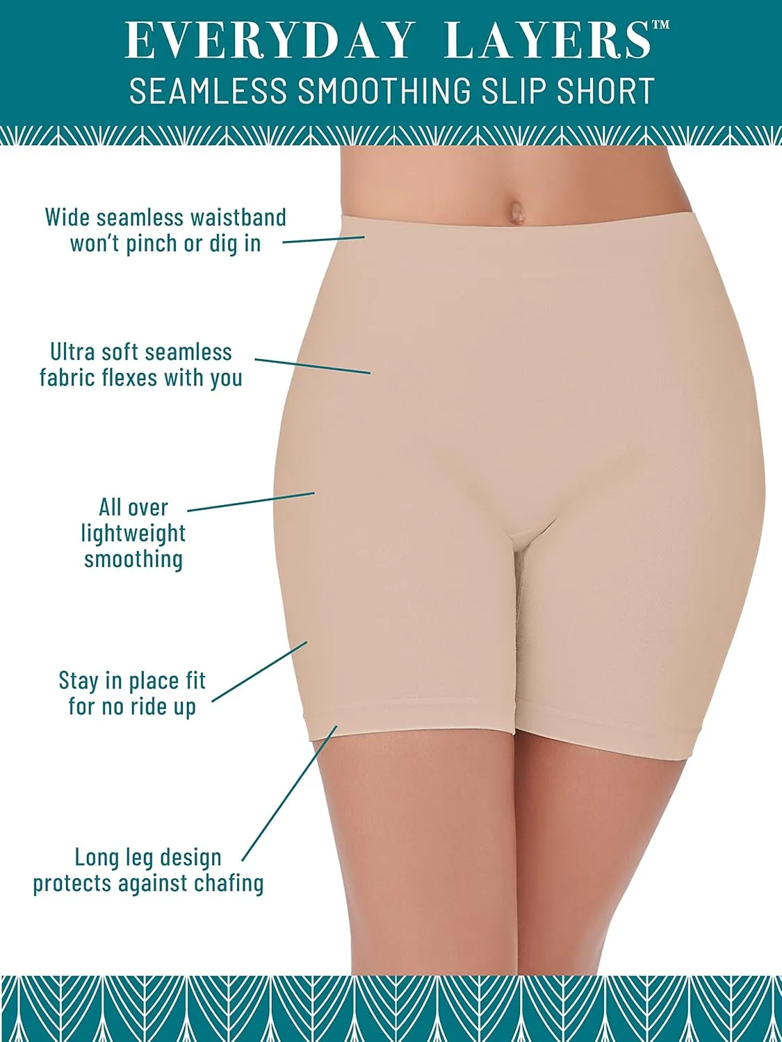 Vanity Fair Women's Seamless Slip Shapewear Shorts, No Show Look Under Dresses, Skirts & Pants