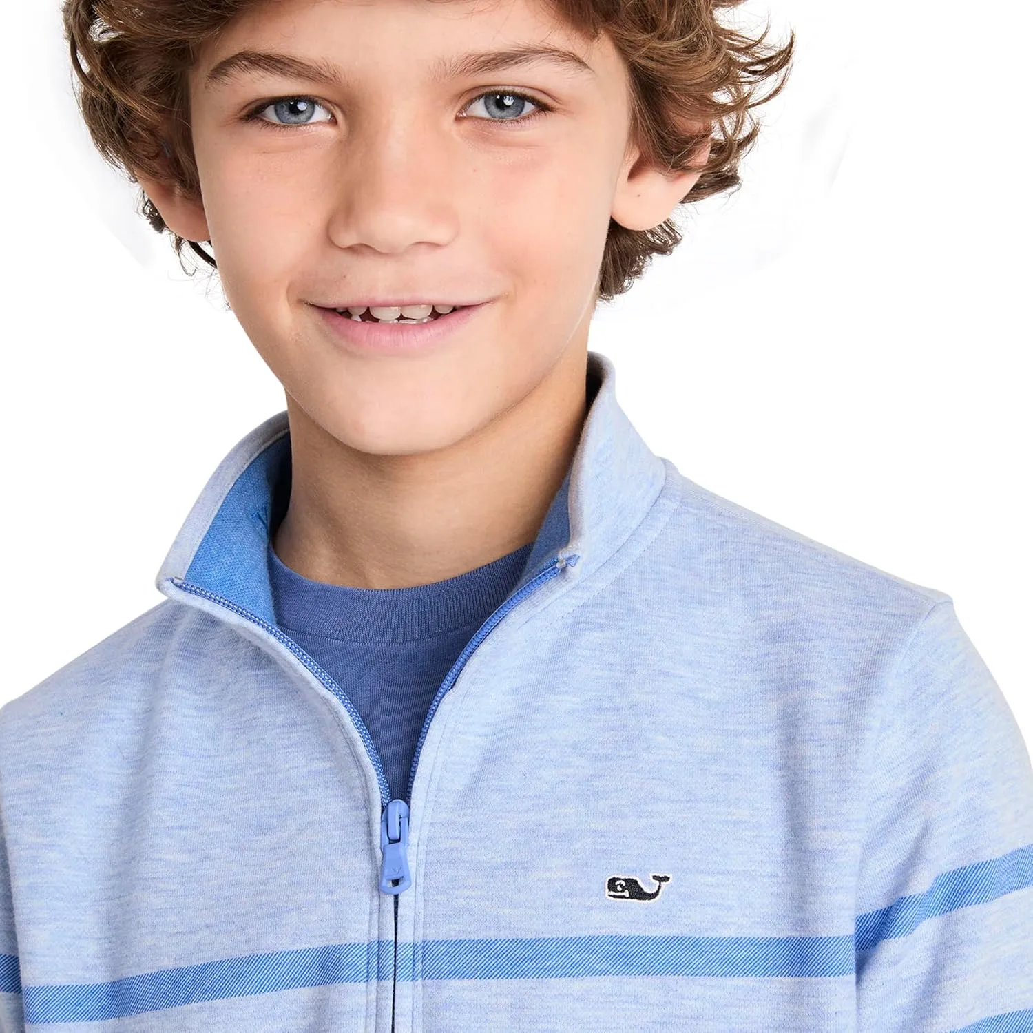 vineyard vines Boys' Breton Stripe Saltwater Quarter-Zip