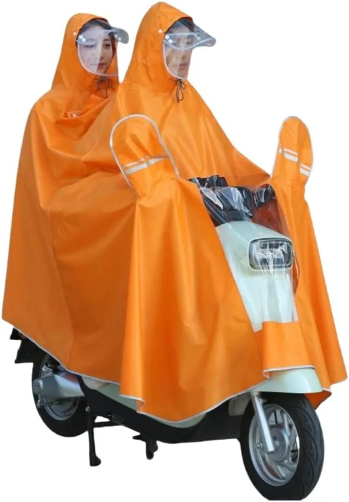 Wcxixo Cycling Rain Poncho Hooded Rain Cloak Mobility Scooter Rain Cover Waterproof Rain Coat Jacket Capes Windproof Unisex
