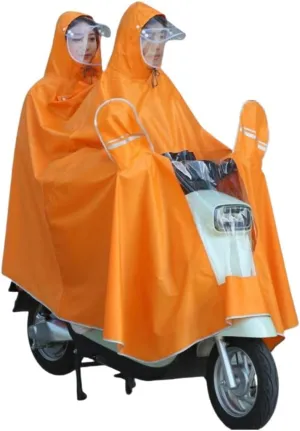 Wcxixo Cycling Rain Poncho Hooded Rain Cloak Mobility Scooter Rain Cover Waterproof Rain Coat Jacket Capes Windproof Unisex