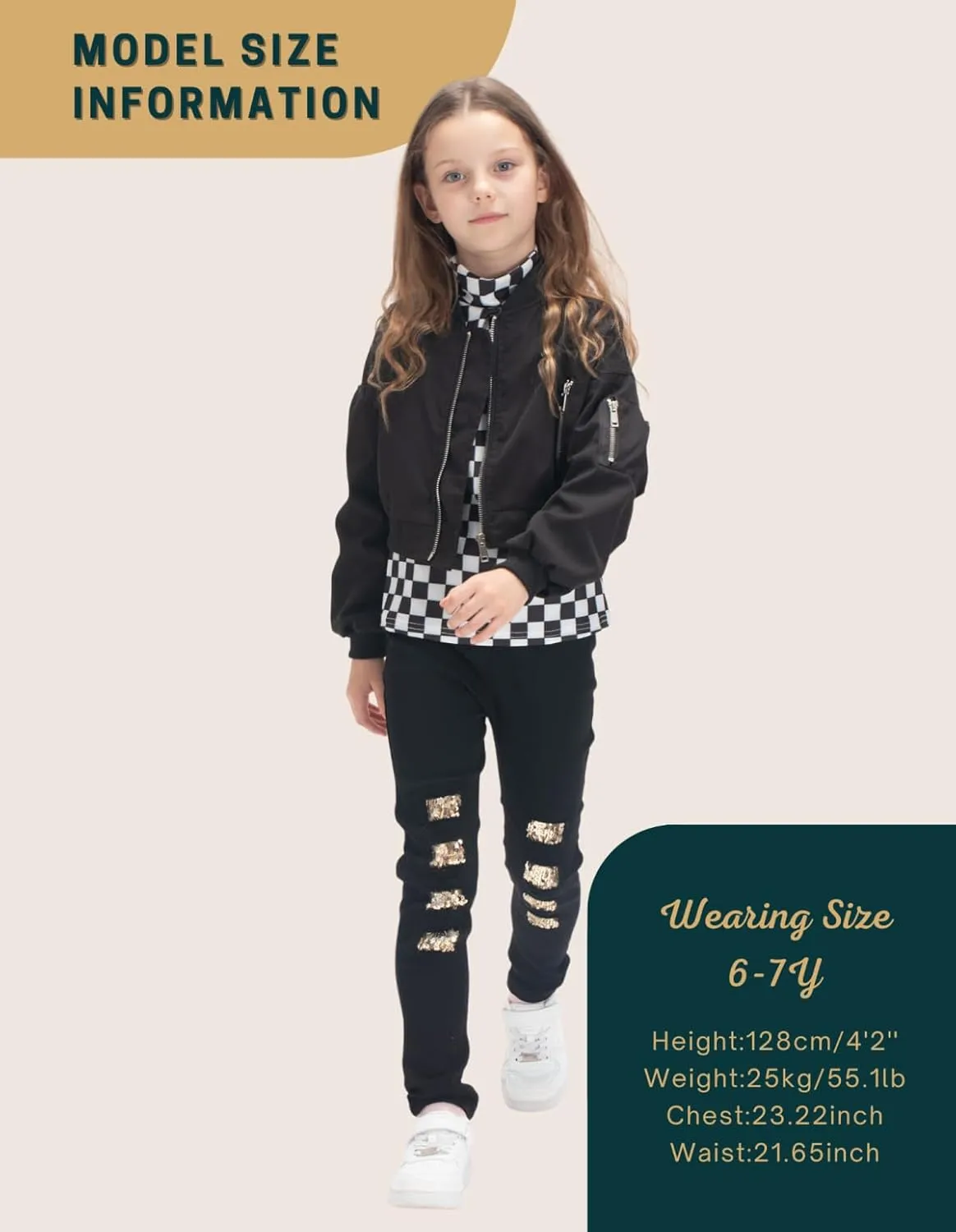 WELAKEN Lightweight Multiple Pockets Zip Up Bomber Jacket for Girls Toddler & Kids II Little Girl's Casual Flight Crop Jacket