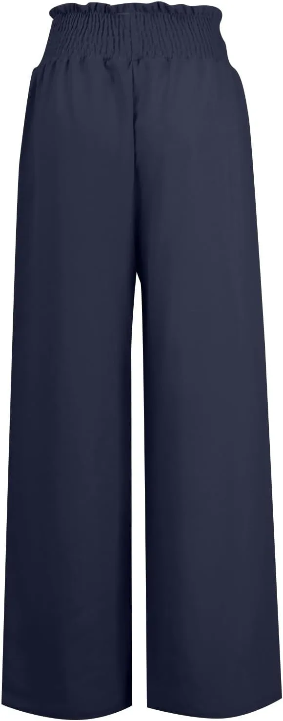 Wide Leg Pants for Women Winter Slim Work Sweatpants with Pockets Barrel Pants Fleece Lined