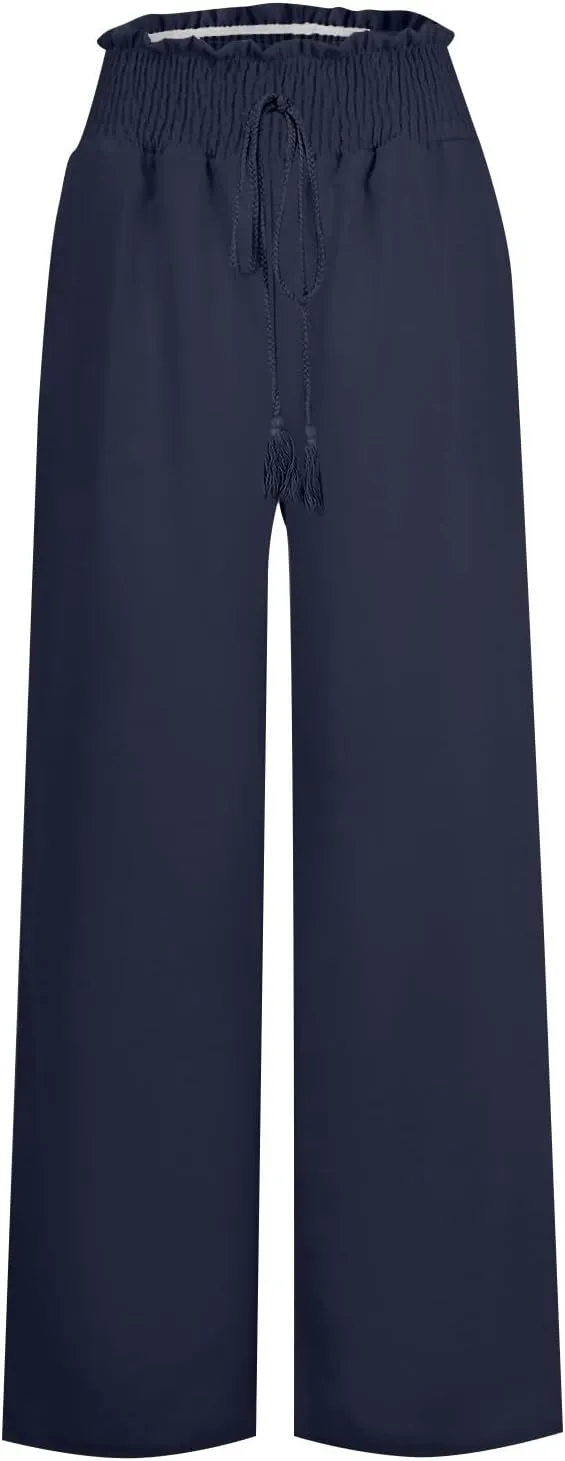 Wide Leg Pants for Women Winter Slim Work Sweatpants with Pockets Barrel Pants Fleece Lined