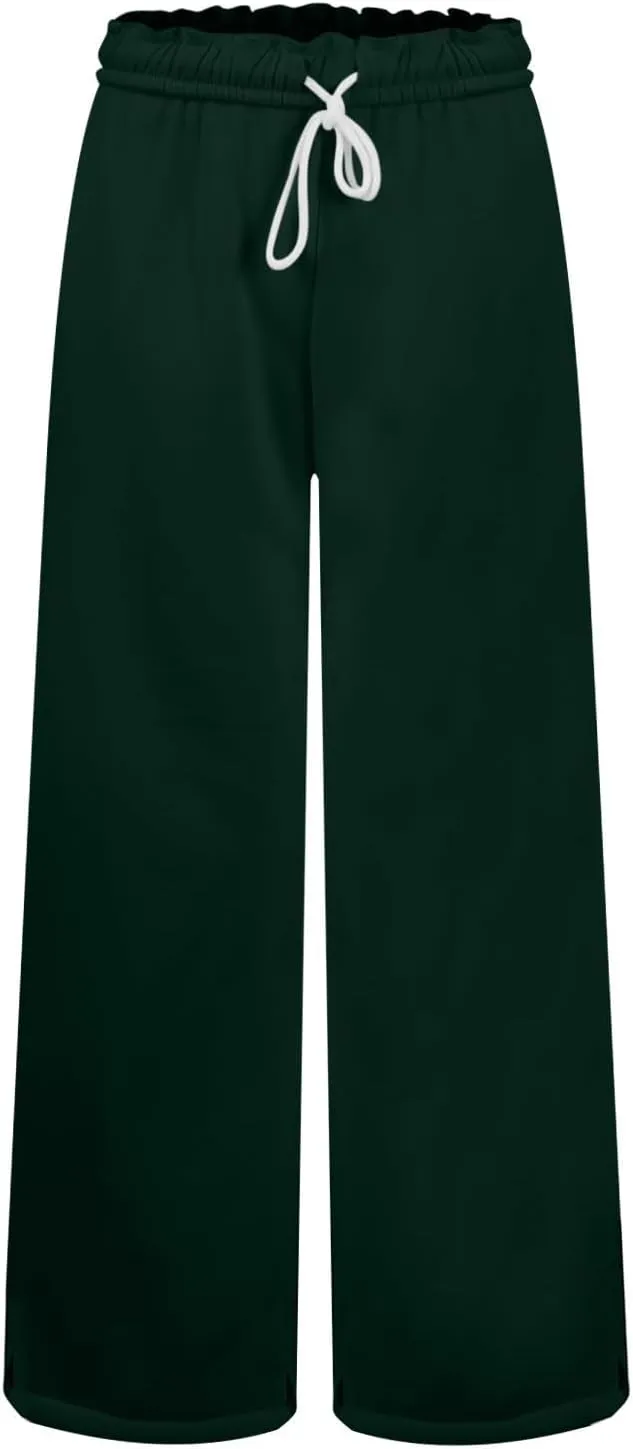Wide Leg Sweatpants for Women Drawstring High Waisted Lounge Trousers Elastic Waist Baggy Casual Pants with Pockets