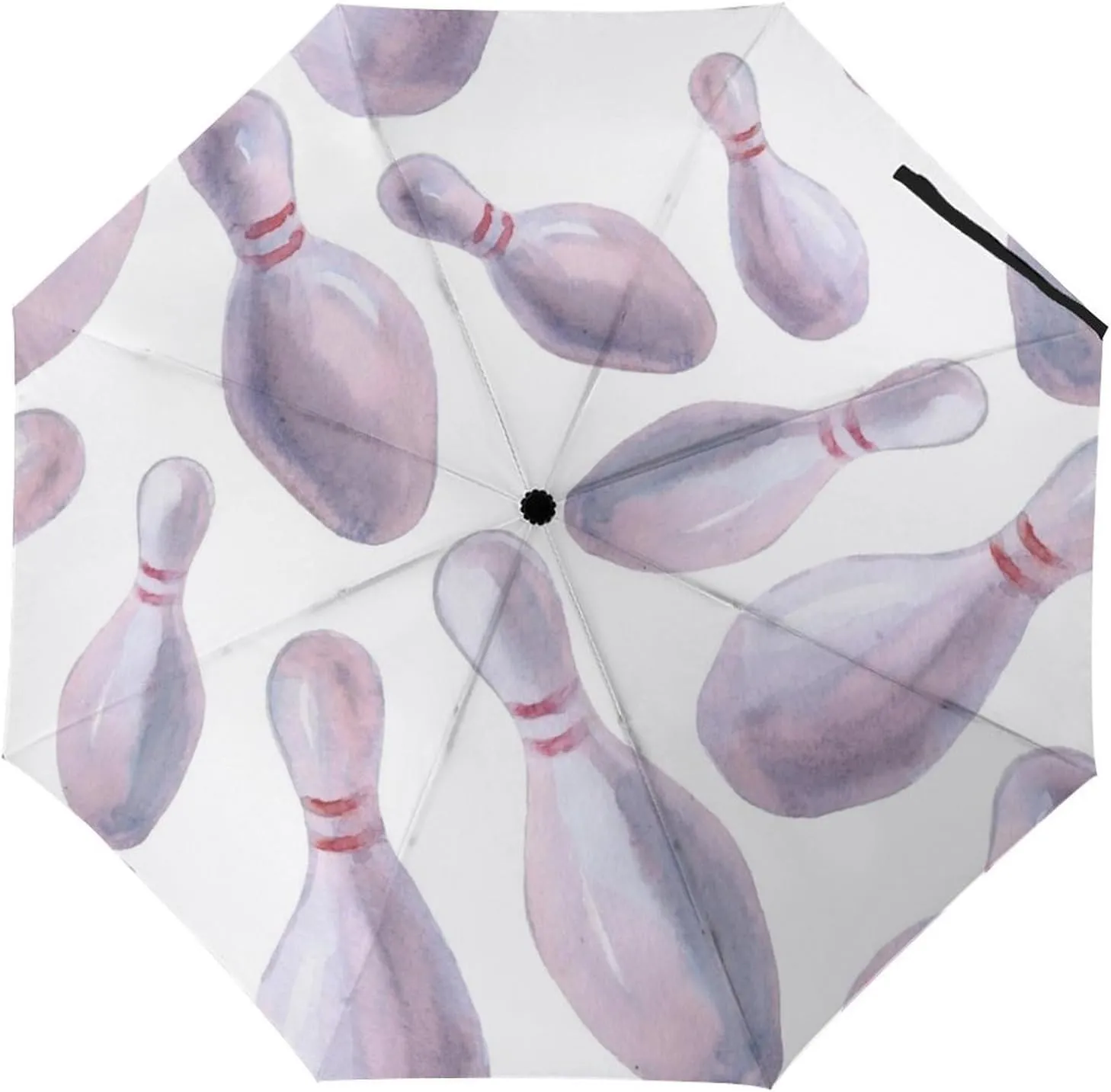 Windproof Travel Umbrellas for Rain,Illustration of Bowling Pins Durable & Compact Umbrella-Waterproof Canopy for Backpack, Purse, Portable, Umbrella for Travel