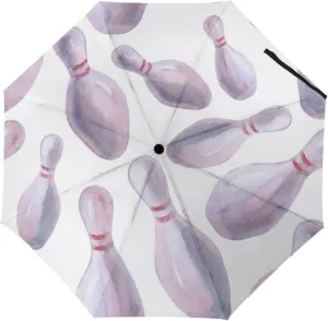Windproof Travel Umbrellas for Rain,Illustration of Bowling Pins Durable & Compact Umbrella-Waterproof Canopy for Backpack, Purse, Portable, Umbrella for Travel