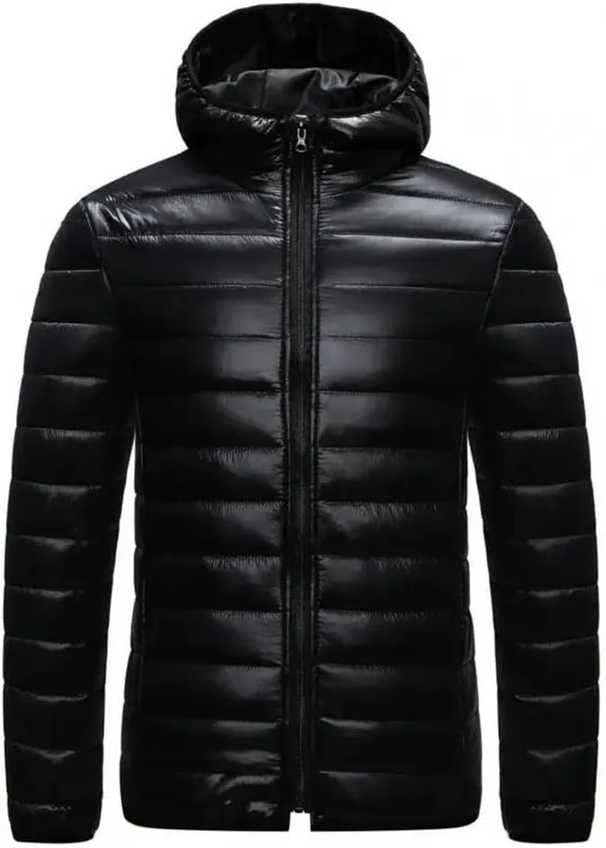 Winter Men Coat Hooded Cotton Padded Warm Windproof Parka Zipper Closure Lightweight Male Down Coat Sports Clothes