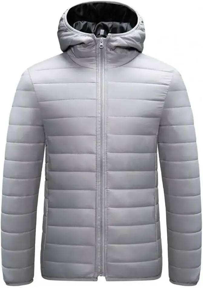 Winter Men Coat Hooded Cotton Padded Warm Windproof Parka Zipper Closure Lightweight Male Down Coat Sports Clothes