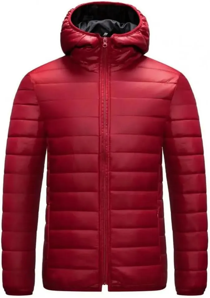 Winter Men Coat Hooded Cotton Padded Warm Windproof Parka Zipper Closure Lightweight Male Down Coat Sports Clothes
