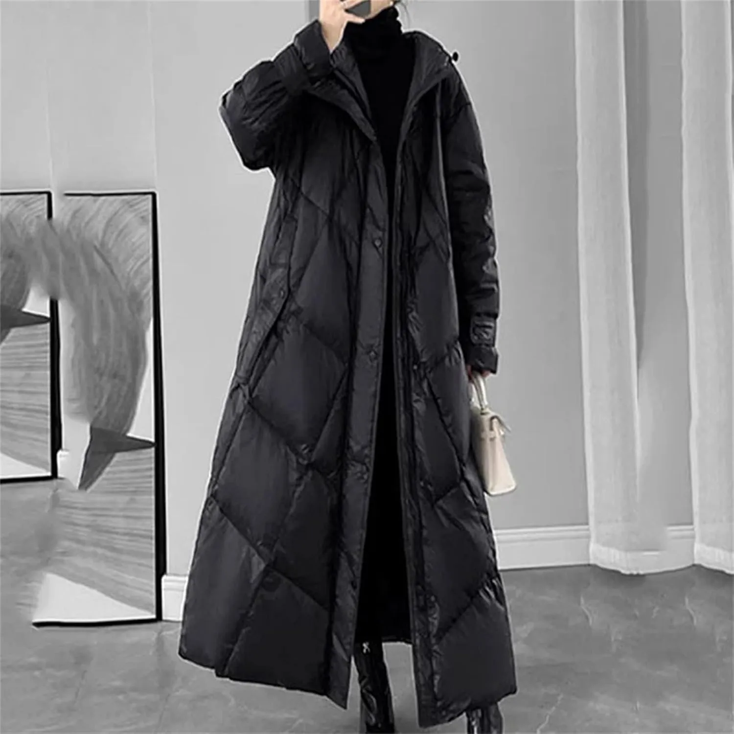 Winter Puffer Coat Womens Long Warm Down Cotton Coat Korean Hodoed Cotton-Padded Coat Women's Jacket