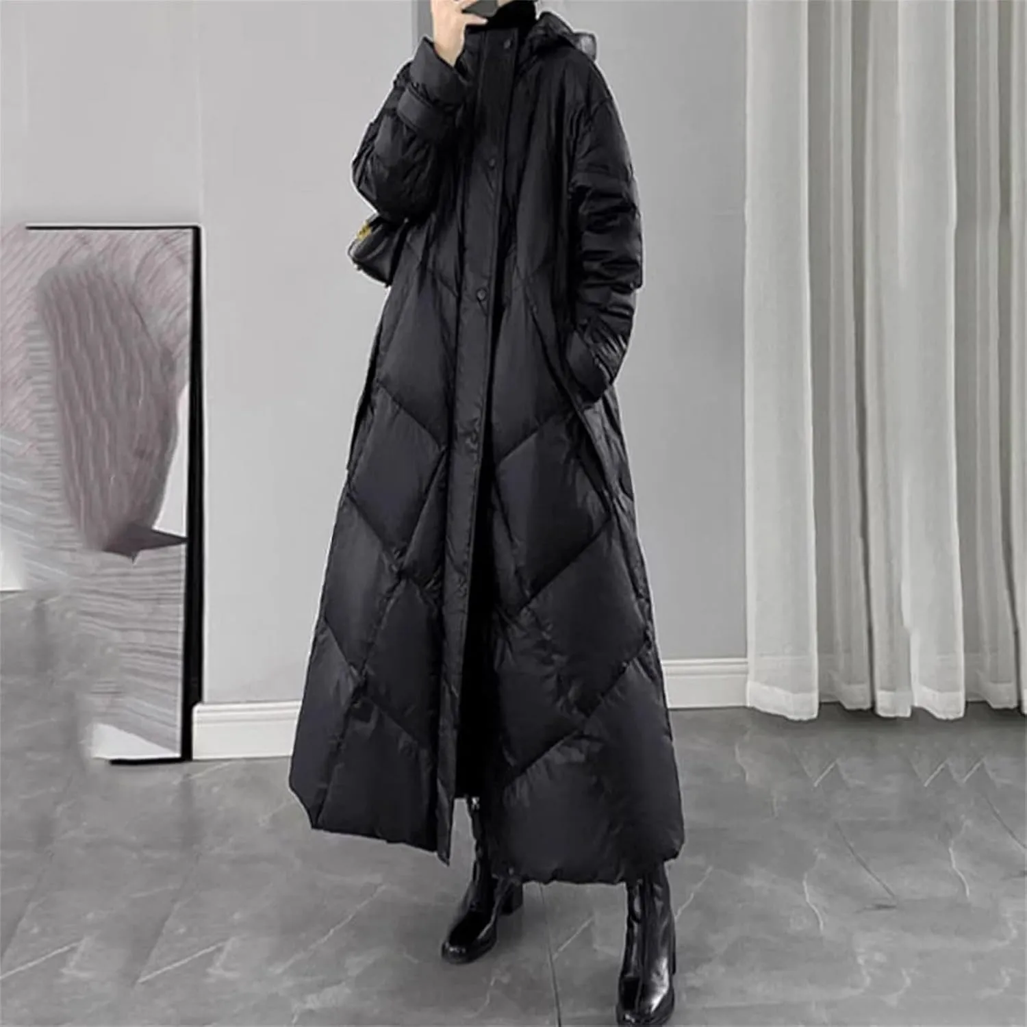 Winter Puffer Coat Womens Long Warm Down Cotton Coat Korean Hodoed Cotton-Padded Coat Women's Jacket