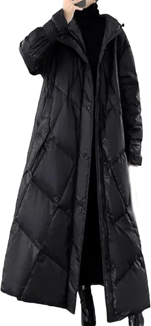 Winter Puffer Coat Womens Long Warm Down Cotton Coat Korean Hodoed Cotton-Padded Coat Women's Jacket