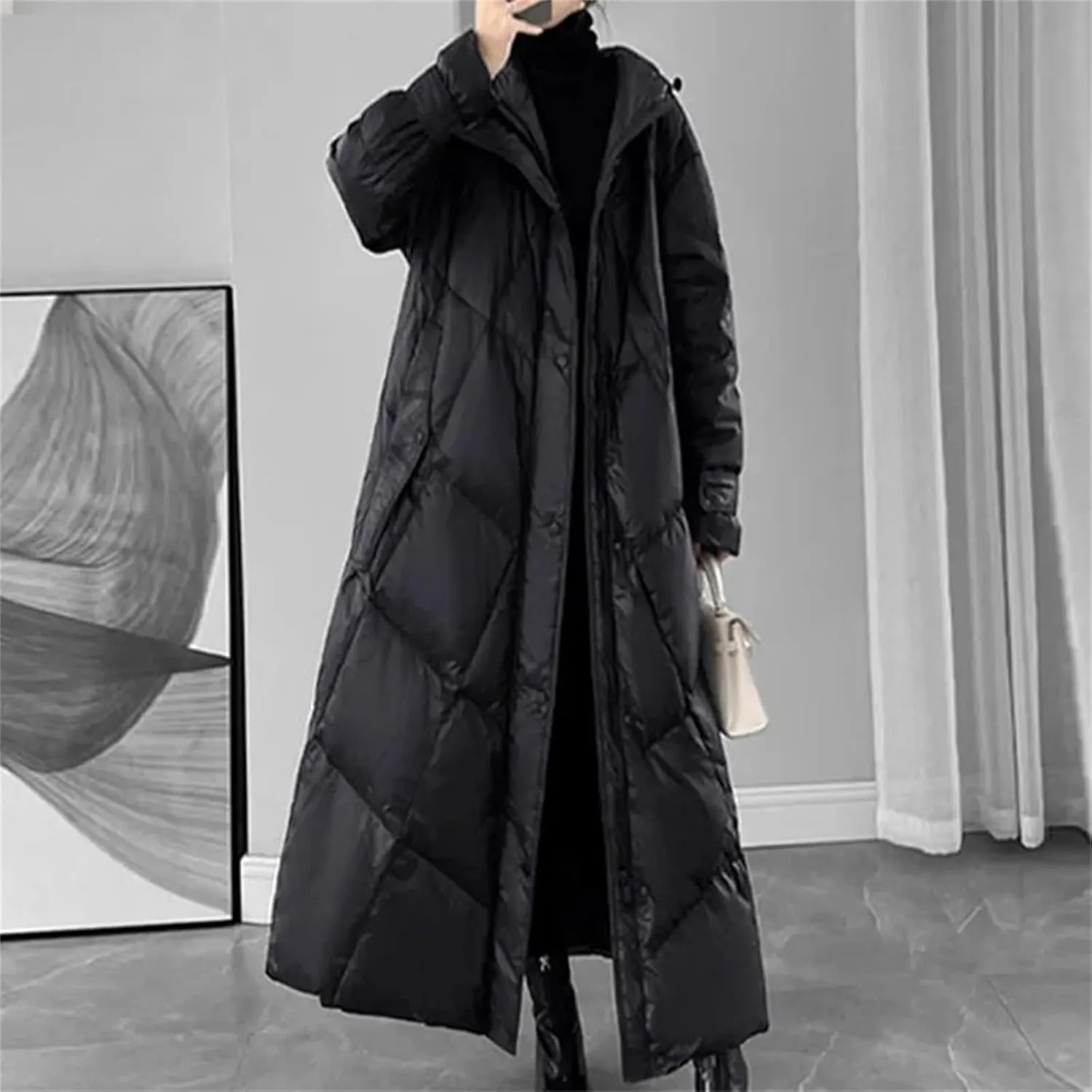 Winter Puffer Coat Womens Long Warm Down Cotton Coat Korean Hodoed Cotton-Padded Coat Women's Jacket