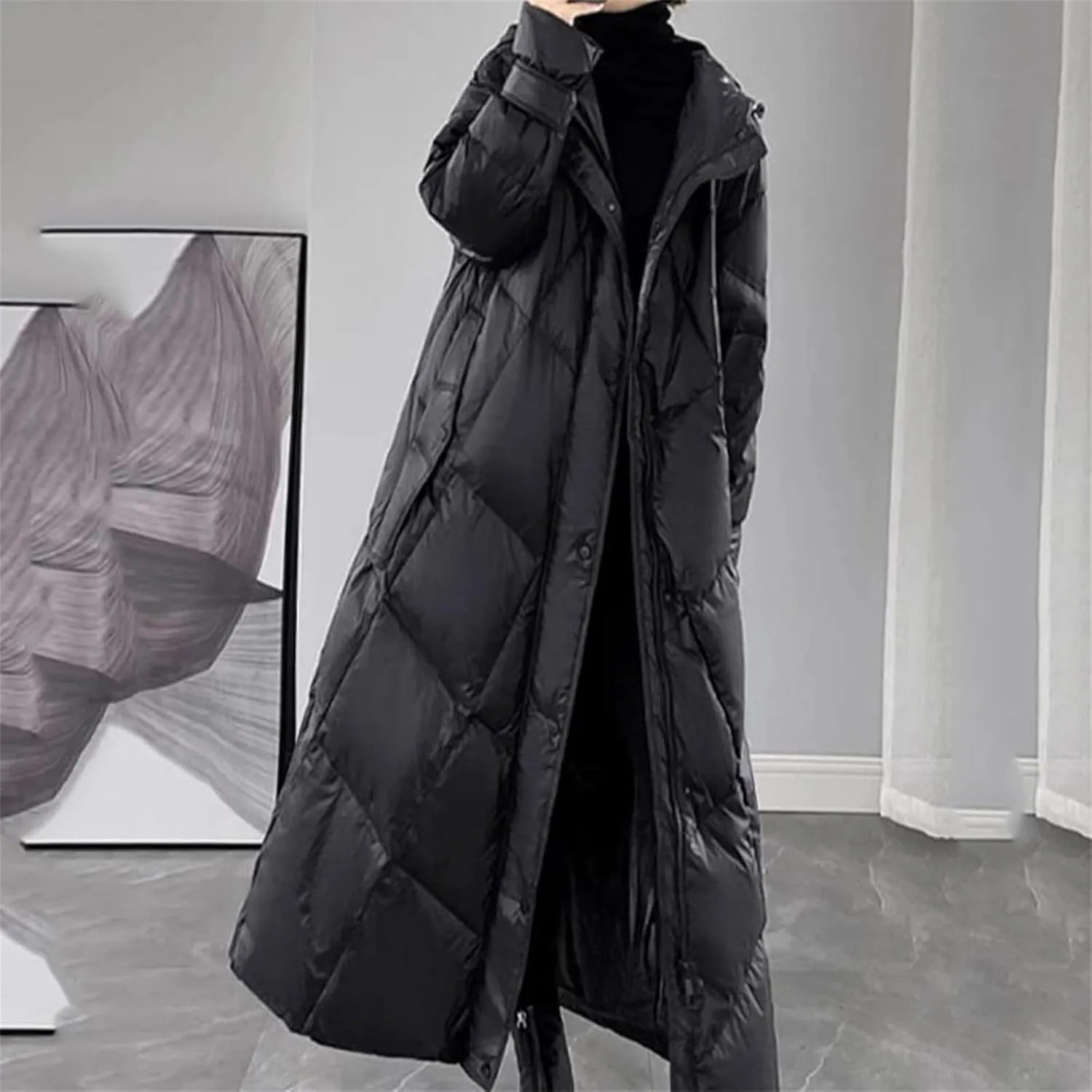 Winter Puffer Coat Womens Long Warm Down Cotton Coat Korean Hodoed Cotton-Padded Coat Women's Jacket
