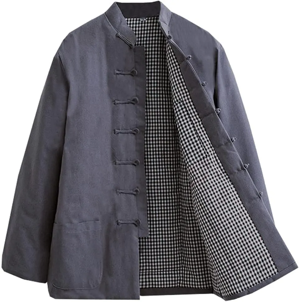 Winter Warm Thicken Tang Suit Men Cotton Padded Kung Fu Uniform Jacket Long Sleeved Coat Tops for Seniors