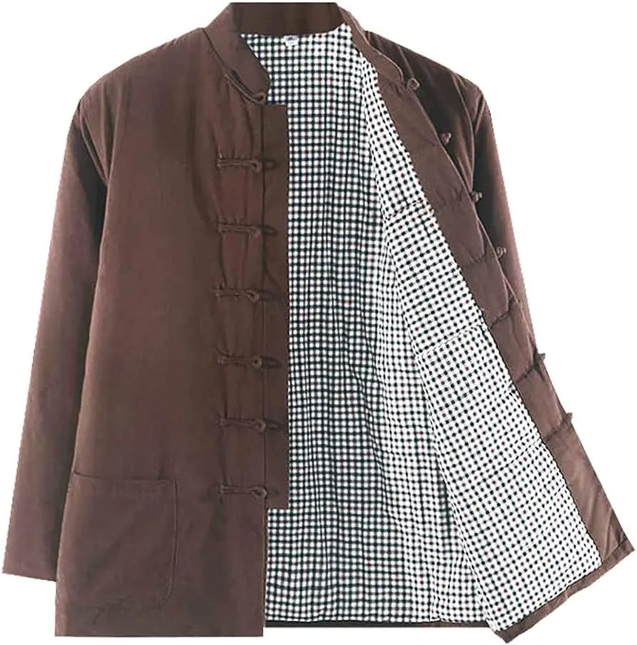 Winter Warm Thicken Tang Suit Men Cotton Padded Kung Fu Uniform Jacket Long Sleeved Coat Tops for Seniors