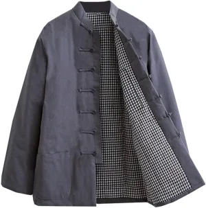 Winter Warm Thicken Tang Suit Men Cotton Padded Kung Fu Uniform Jacket Long Sleeved Coat Tops for Seniors