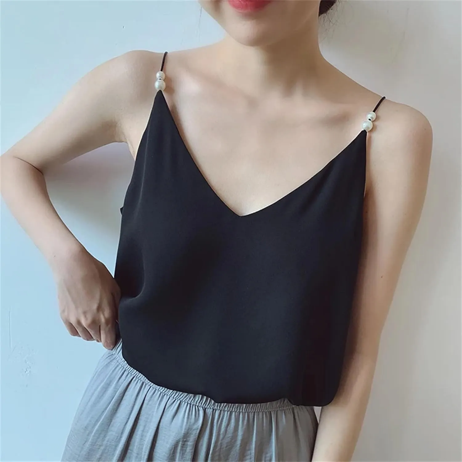 Woman T-Shirt V-Neck Tank Top Sleeveless Camisole Casual Sexy SolidClothing