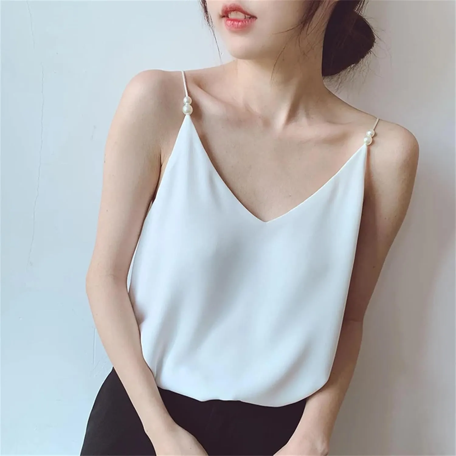 Woman T-Shirt V-Neck Tank Top Sleeveless Camisole Casual Sexy SolidClothing