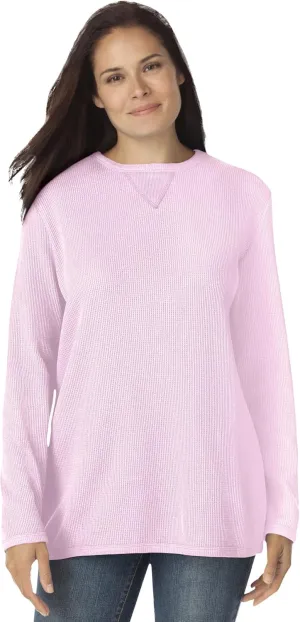 Woman Within Women's Plus Size Waffle Thermal Sweatshirt