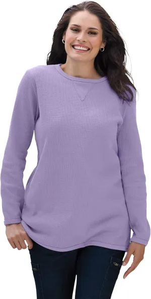 Woman Within Women's Plus Size Waffle Thermal Sweatshirt