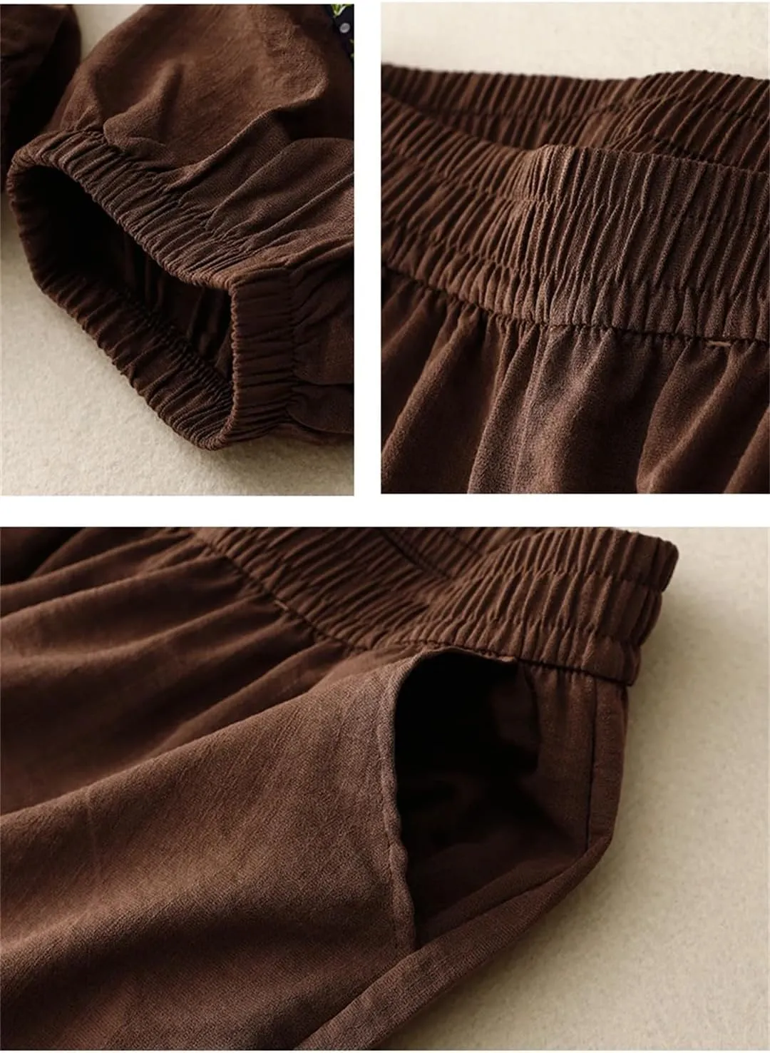 Women Casual Ankle-Length Pants Elastic Waist Basics Pant Harem Pants Elastic Waist Cotton Pant