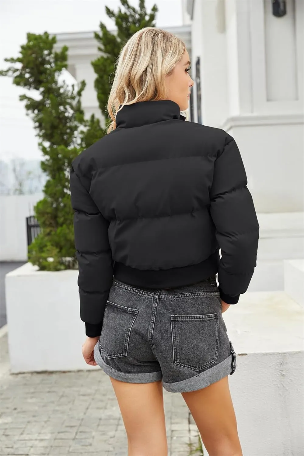 Women Cotton-Padded Jacket Short Cropped Jacket Loose-fit Down Serve Student Fashion Coat Women's Clothing