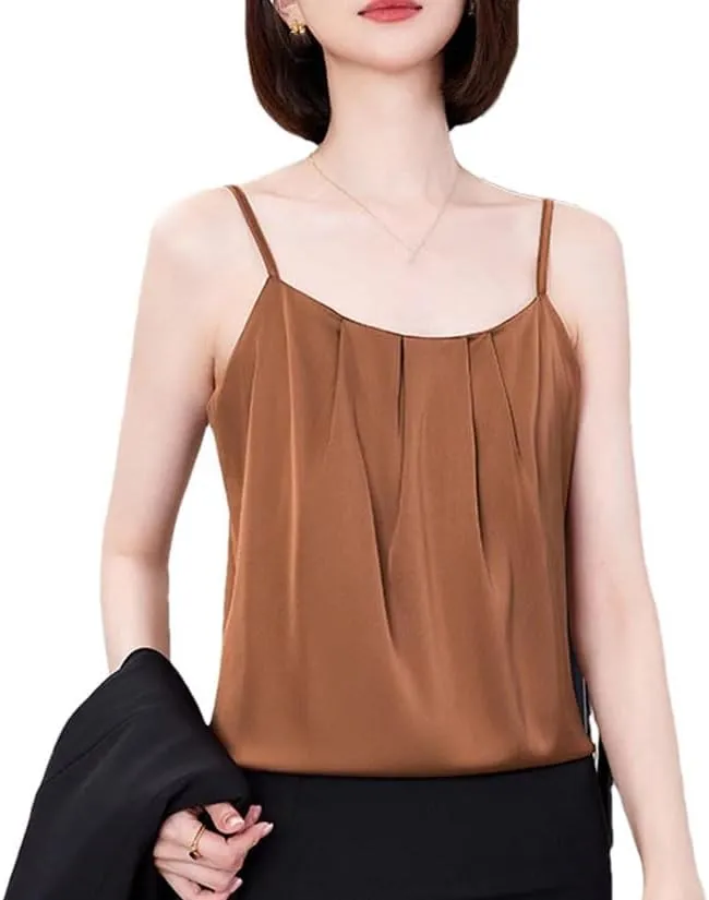 Women Solid Color Sleeveless Thin Shirt Summer Casual Tank Tops Office Lady Business Camisole
