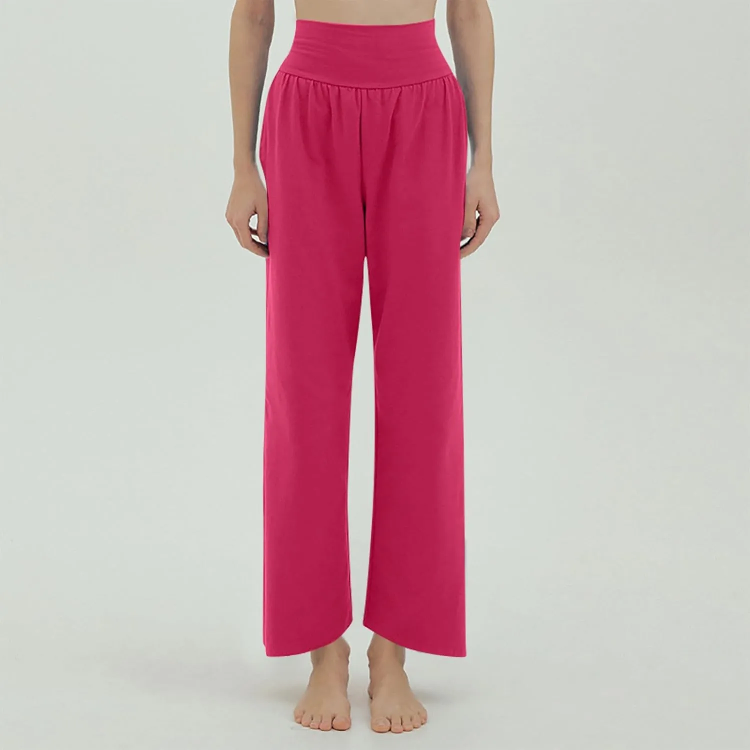 Women's 2024 Casual Solid Pants Fashion Elastic Waist Trousers with Pockets High Waist Leggings Lounger Sweatpants