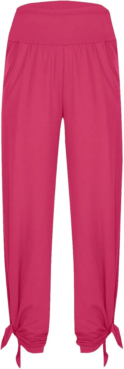 Women's 2024 Casual Solid Pants Fashion Elastic Waist Trousers with Pockets High Waist Leggings Lounger Sweatpants