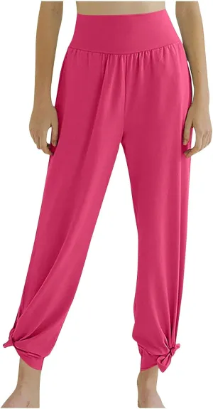 Women's 2024 Casual Solid Pants Fashion Elastic Waist Trousers with Pockets High Waist Leggings Lounger Sweatpants