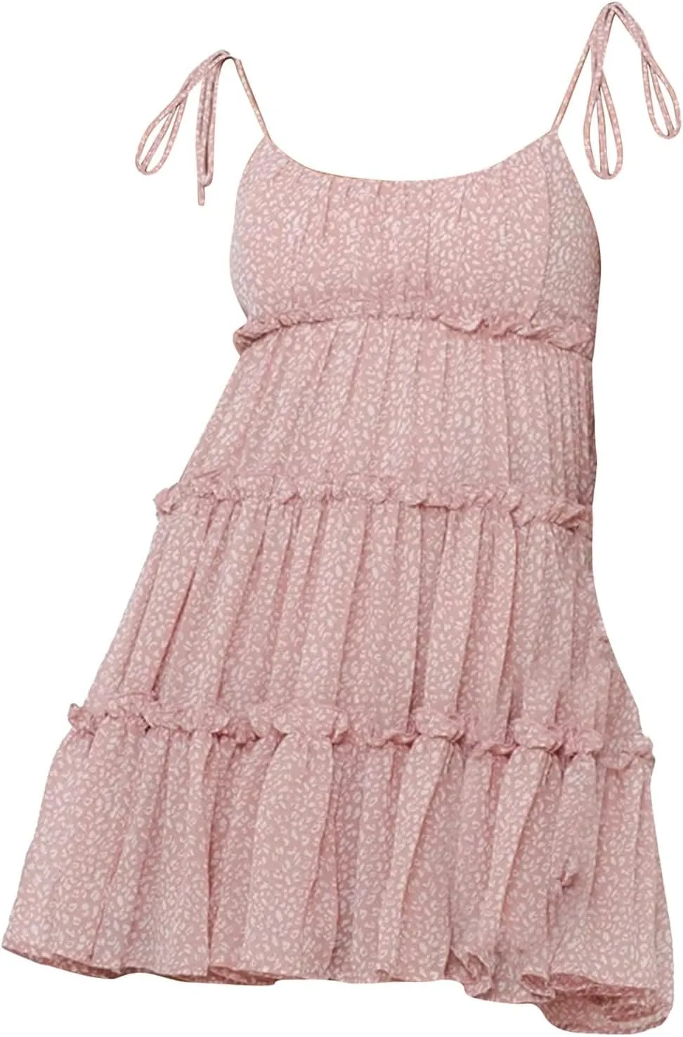 Womens 2024 Summer Floral Mini Dress Boho Flowy Skater Dresses Short Sleeveless Ruffle Spaghetti Women's