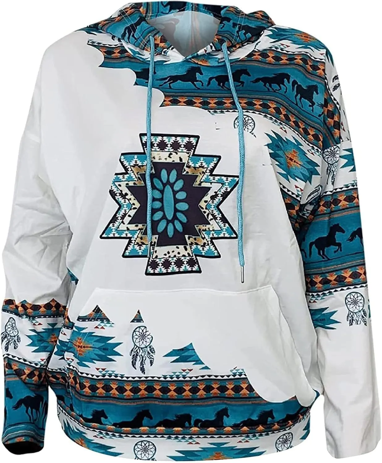 Women's Aztec Hoodie Western Clothes for Women Geometric Ethnic Graphic Western Sweatshirts Sweater Shirts Girls