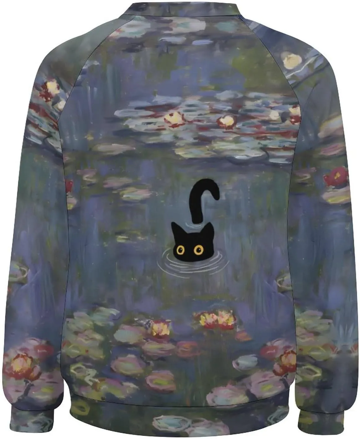 Women's Black Cat Sweatshirt Pullover Cute Cat Lover 3D Graphic Print Sweatshirts Crewneck Casual Loose Shirts