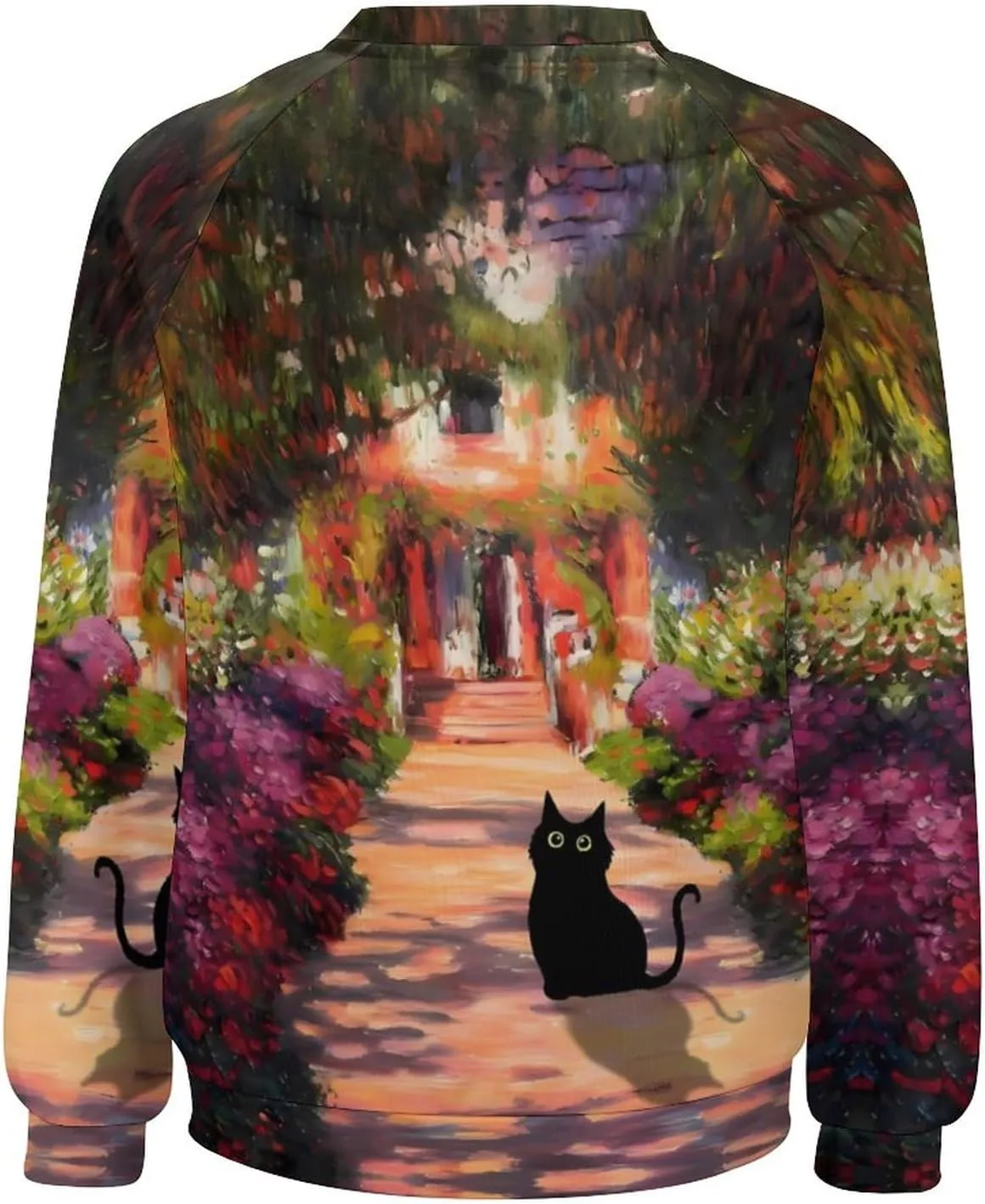 Women's Black Cat Sweatshirt Pullover Cute Cat Lover 3D Graphic Print Sweatshirts Crewneck Casual Loose Shirts