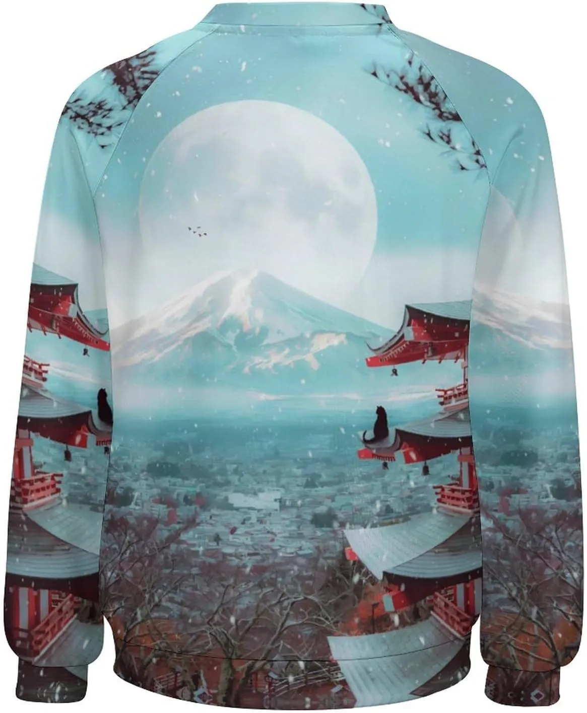 Women's Black Cat Sweatshirt Pullover Cute Cat Lover 3D Graphic Print Sweatshirts Crewneck Casual Loose Shirts