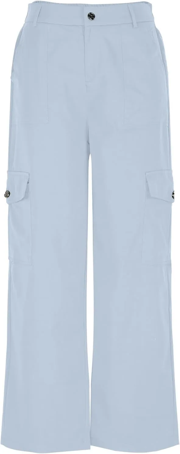 Womens Cargo Pants High Waist Baggy Cargo Jeans Flap Pocket Denim Pants Casual Straight Leg Trousers Y2K Streetwear