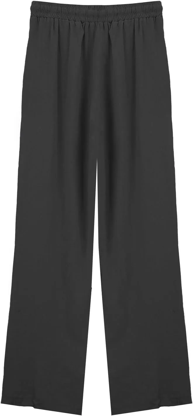 Womens Casual Cotton Linen Pants 2025 Drawstring Elastic Waist Solid Plus Size Lounge Long Trousers with Pockets