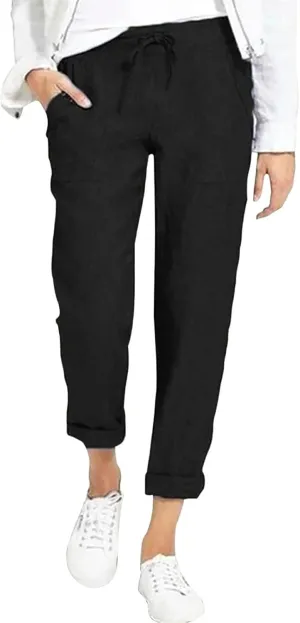 Womens Casual Lightweight Drawstring Elastic Waist Pants with Pockets Tie Dye Slacks Cropped Trouser Beach Clothes