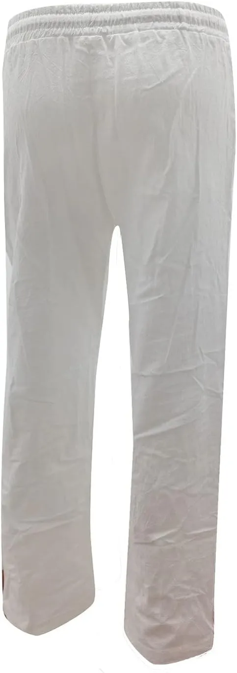 Womens Casual Linen Pants Summer Outfits Boho Drawstring Elastic Waist Trousers Lounge Vacation Clothing