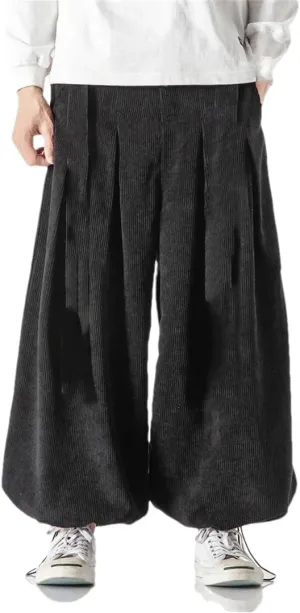 Women's Cotton Harem Pants Corduroy Hip Hop Joggers Elastic Waist Sweatpants
