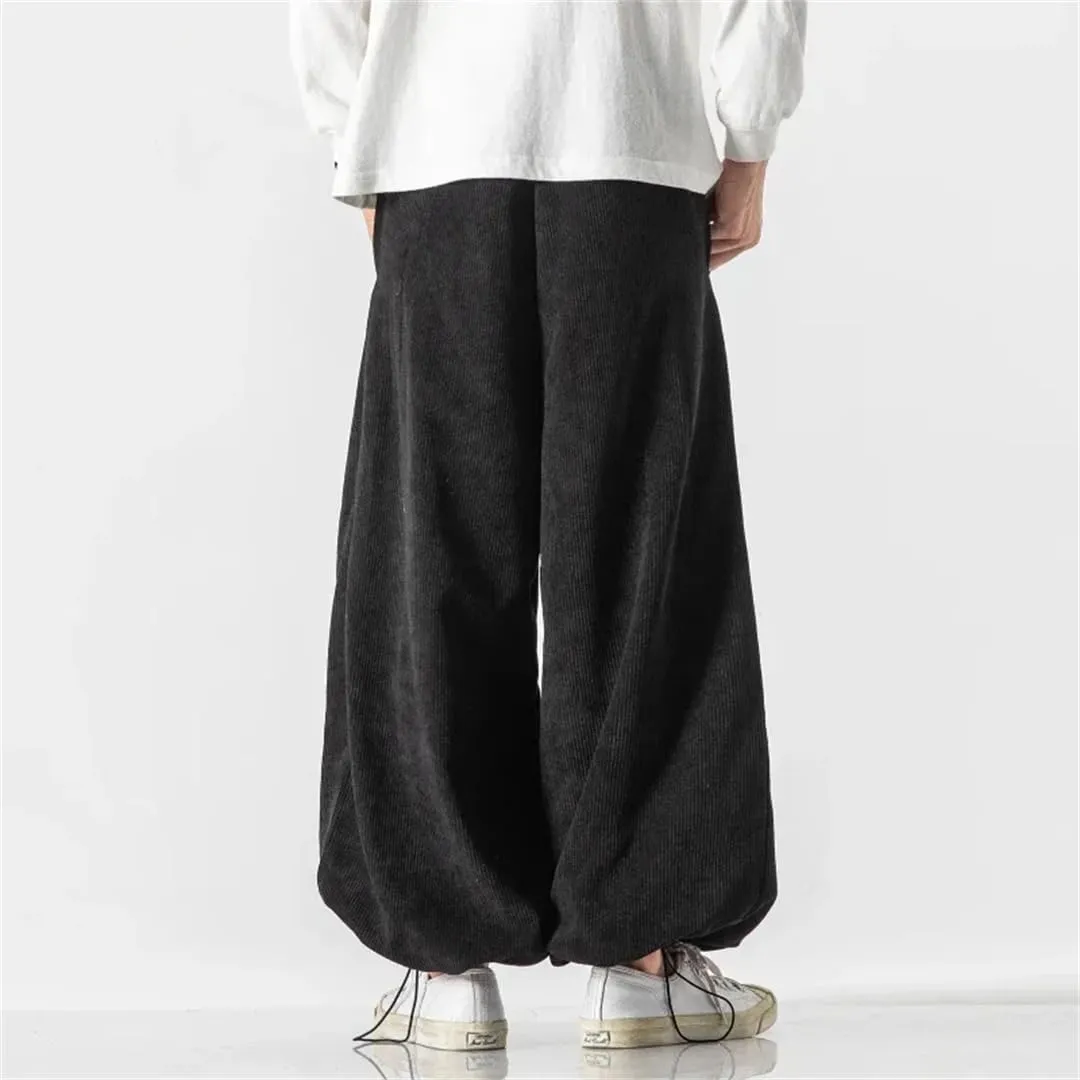 Women's Cotton Harem Pants Corduroy Hip Hop Joggers Elastic Waist Sweatpants