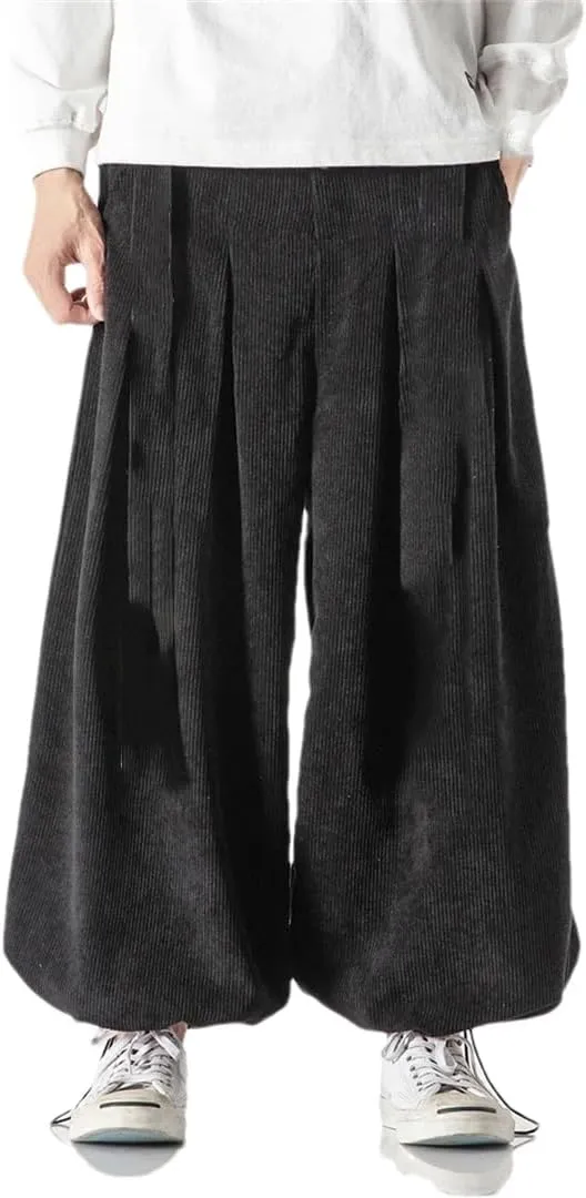 Women's Cotton Harem Pants Corduroy Hip Hop Joggers Elastic Waist Sweatpants