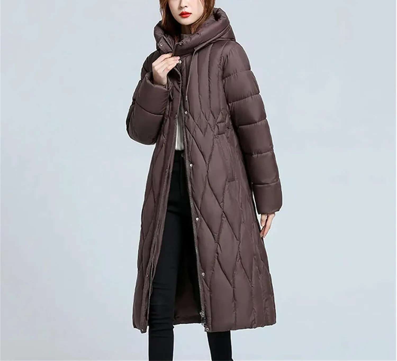 Women's Down Cotton Coat Winter Cold Warm Padded Jacket Long Female Casual Hooded